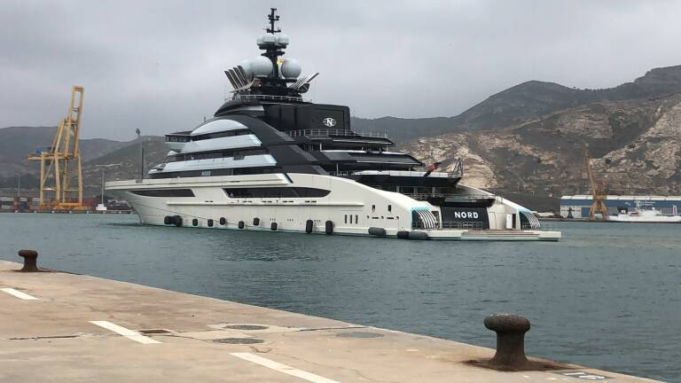 New superyacht Nord shelters from strong winds in Cartagena