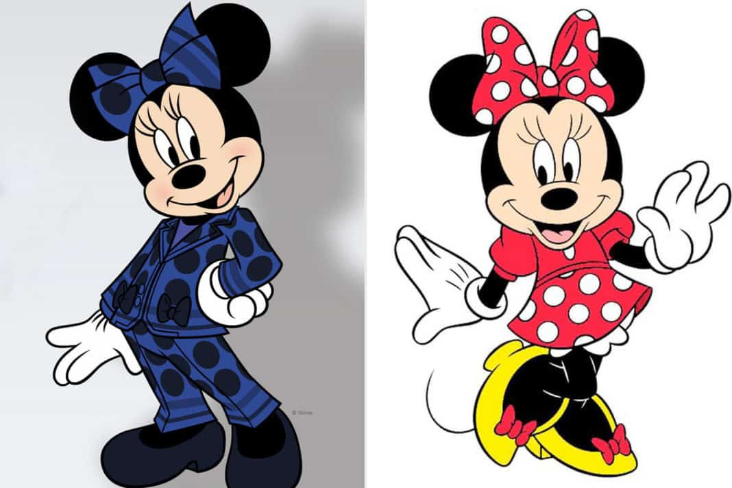 No coloured garments with Minnie wearing a dark blue jumpsuit