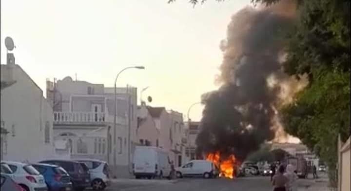 La Siesta vehicles Up in flames