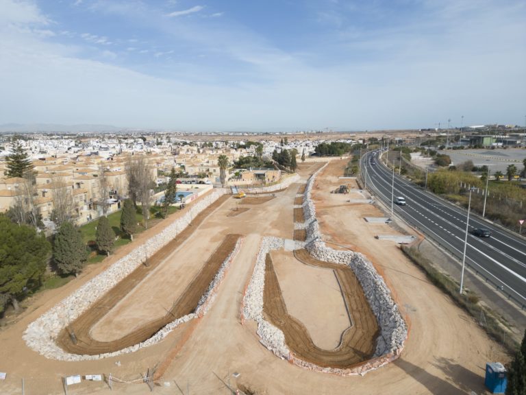 The new Doña Inés flood park in Torrevieja close to completion