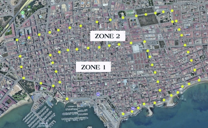 De voorgestelde lage-emissiezone in het centrum van Torrevieja