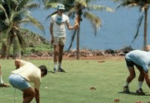 IN THE BUNKER WITH MICK THE GRIP THE CHRISTMAS ISLAND golf course is situated 2600 kms northwest of Perth. Cooled by the south east trade winds the 9 hole, par 64 course is run entirely by volunteers