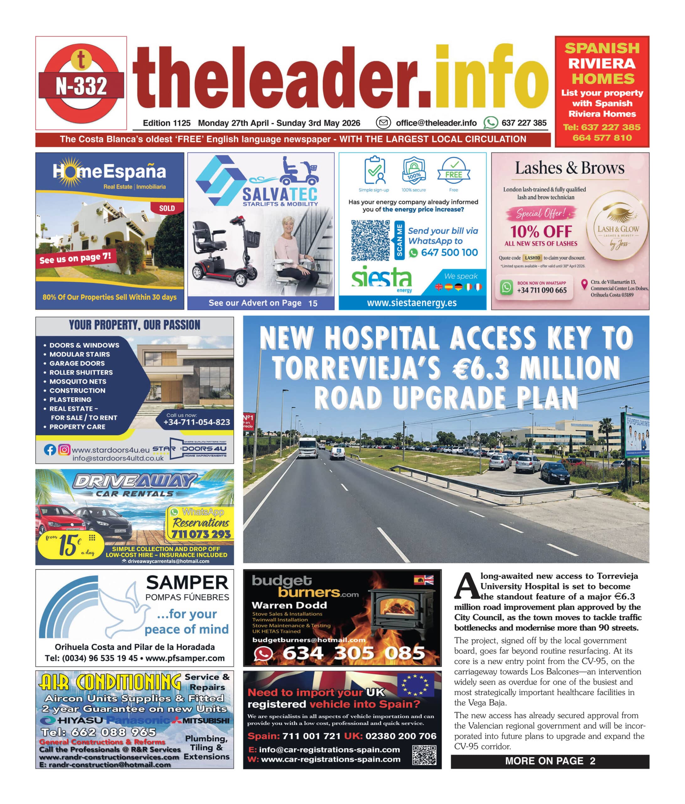 The Costa Blanca Leader Newspaper, 27 April 26, Edition 1025
